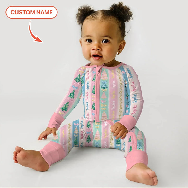Candy Ribbon Christmas Custom Name Convertible Zippy , Candy Ribbon Christmas Custom Name Convertible Zippy - 0-3M