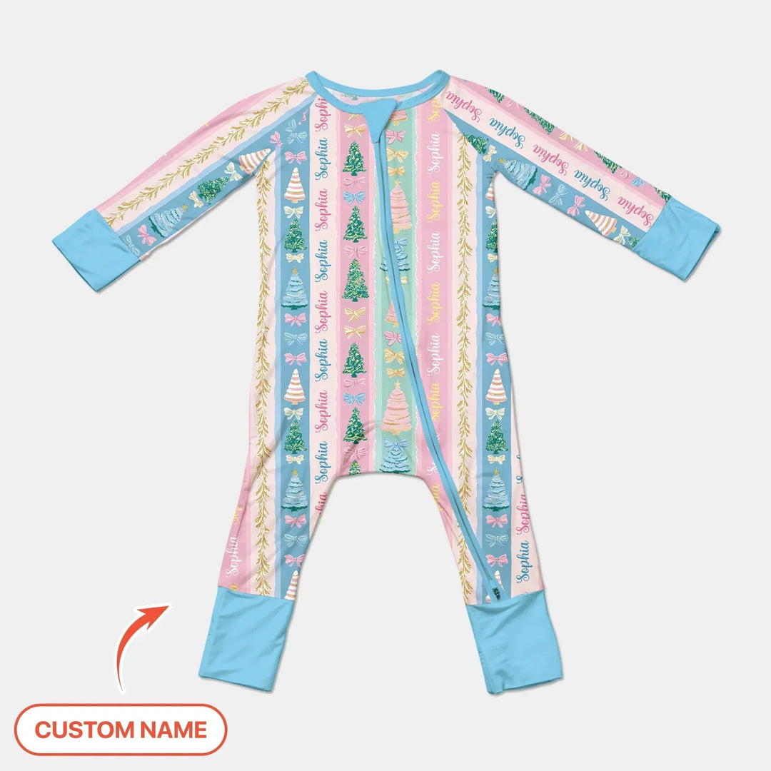 Candy Ribbon Christmas Custom Name Convertible Zippy , Candy Ribbon Christmas Custom Name Convertible Zippy - 0-3M
