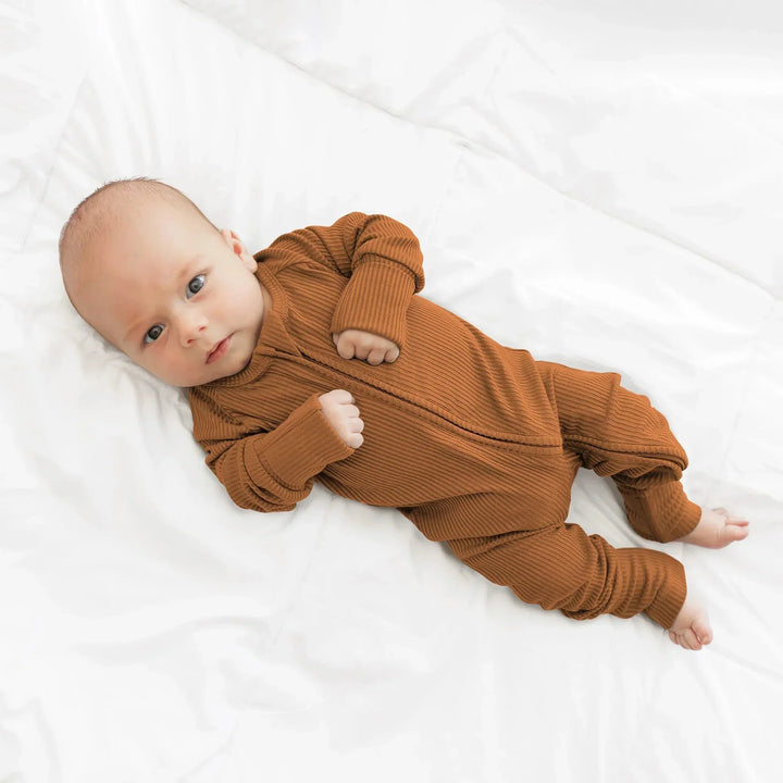 Caramel Ribbed Convertible Zippy , Caramel Ribbed Convertible Zippy - 0-3M