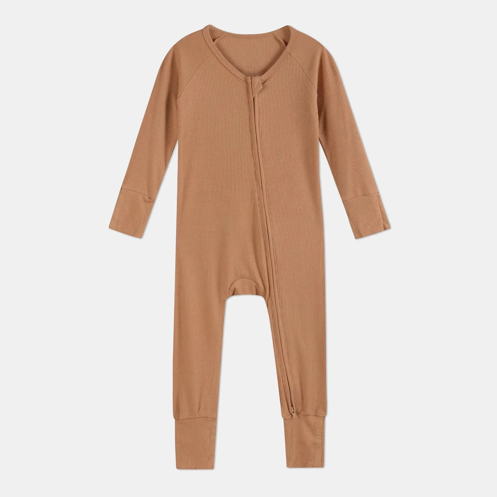 Caramel Ribbed Convertible Zippy , Caramel Ribbed Convertible Zippy - 0-3M