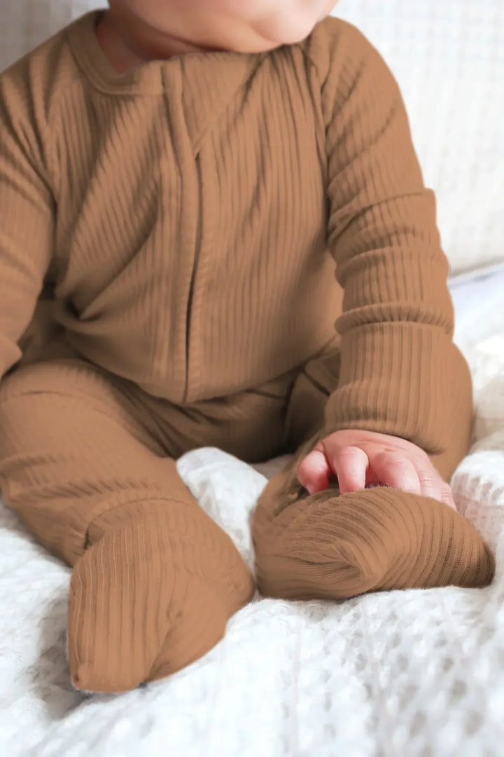 Caramel Ribbed Convertible Zippy , Caramel Ribbed Convertible Zippy - 0-3M