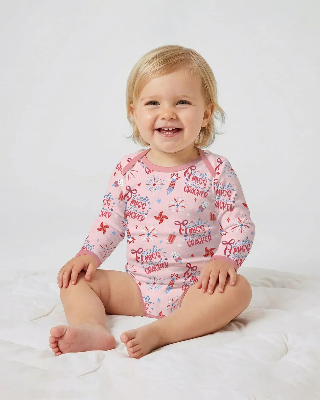 Little Miss Firecracker 4th July Bamboo Bodysuit