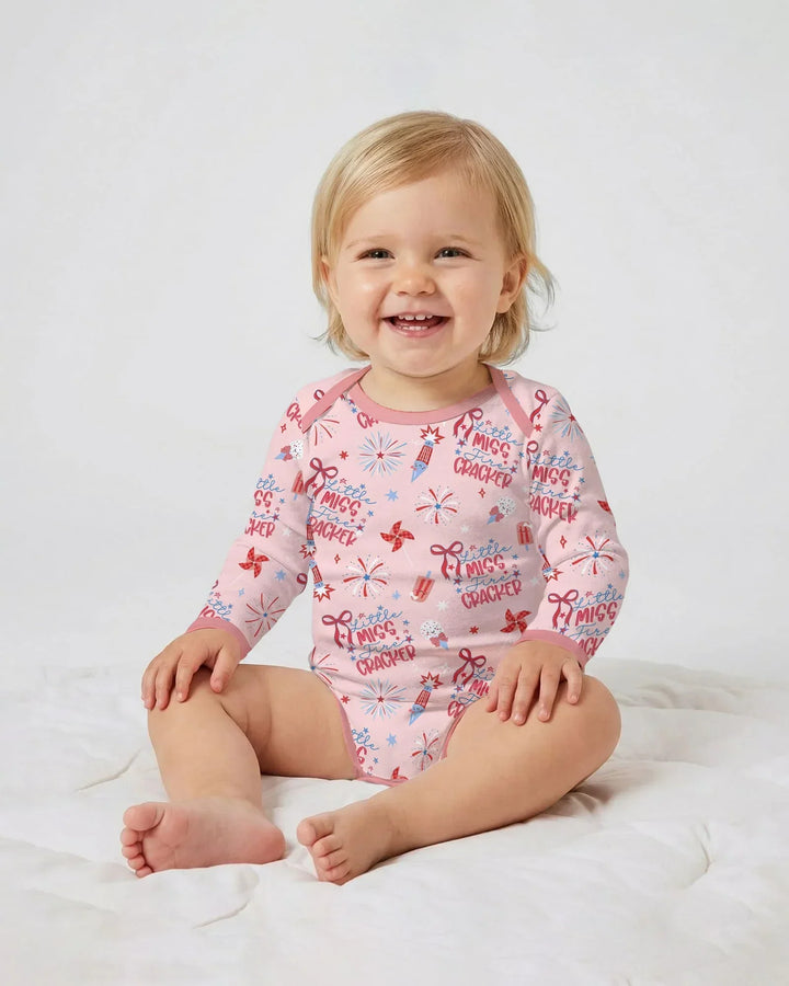 Little Miss Firecracker 4th July Bamboo Bodysuit