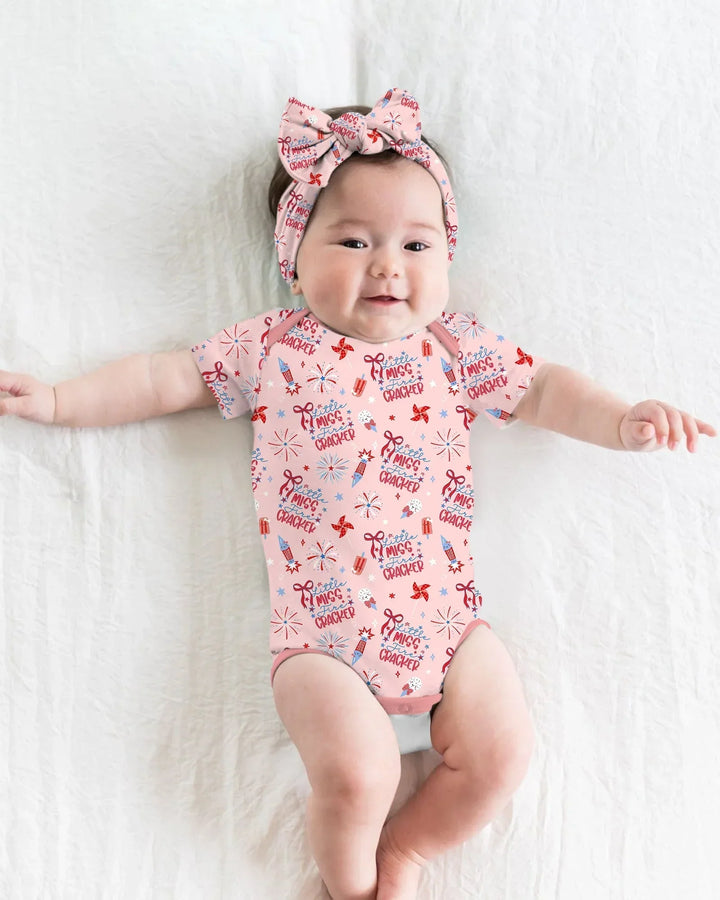 Little Miss Firecracker 4th July Bamboo Bodysuit