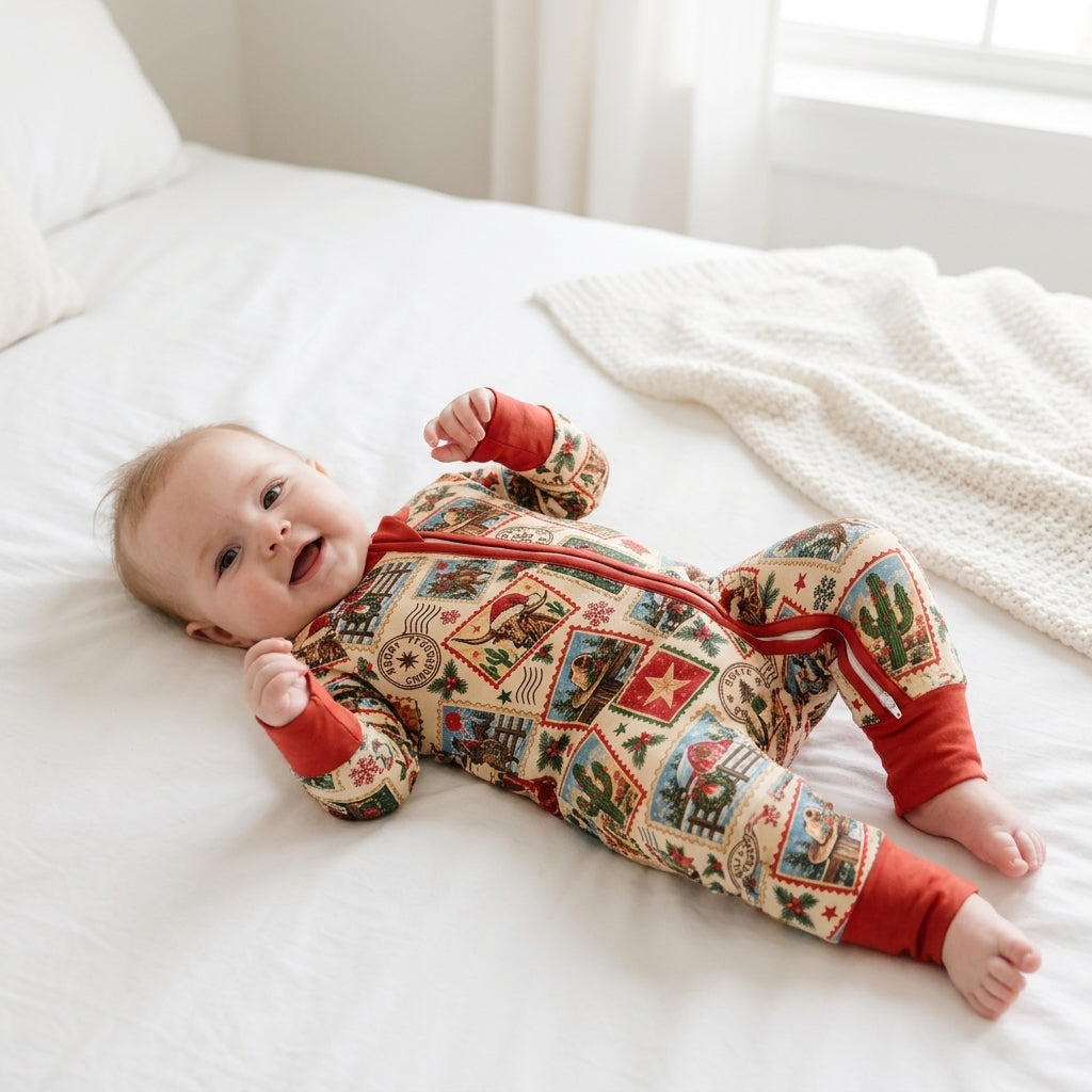 Western Christmas Stamps Bamboo Convertible Zippy