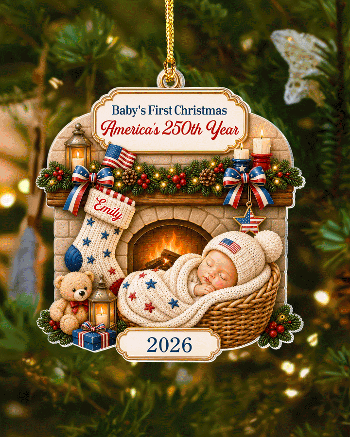 Baby's 1st Christmas 250th America's Anniversary Acrylic Ornament