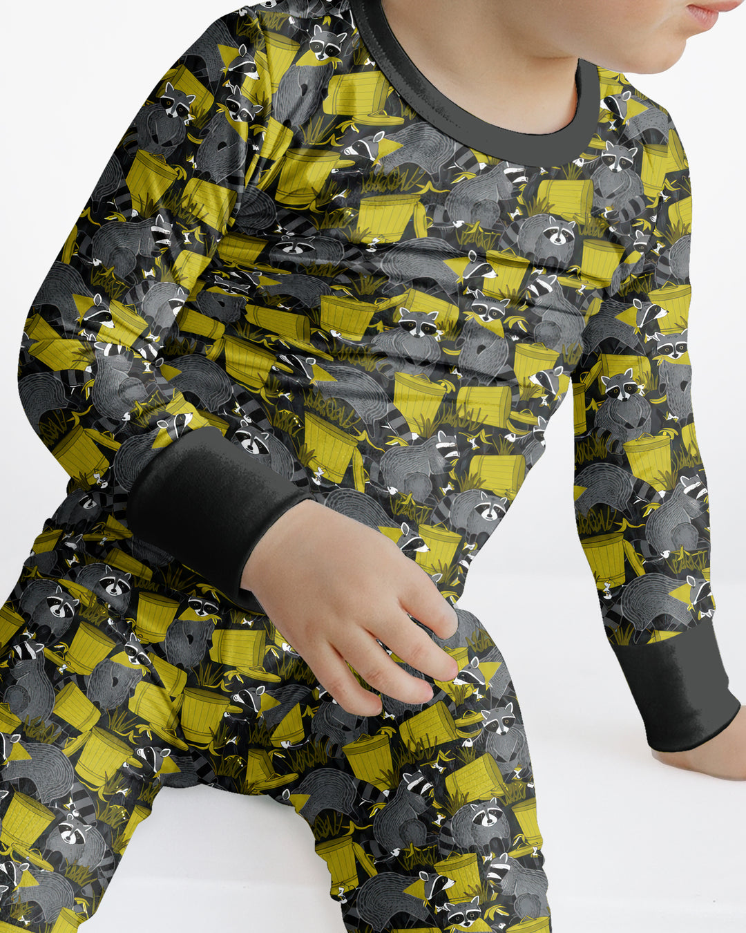 Raccoons With Garbage Cans Bamboo Two Piece Long Sleeve Pajama Set