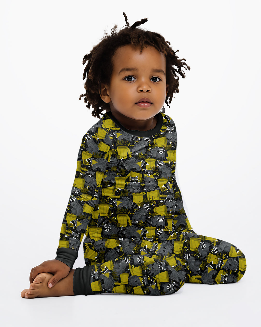 Raccoons With Garbage Cans Bamboo Two Piece Long Sleeve Pajama Set