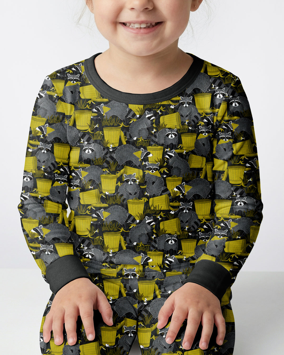 Raccoons With Garbage Cans Bamboo Two Piece Long Sleeve Pajama Set