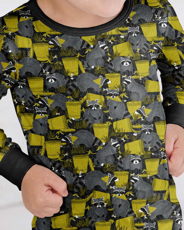 Raccoons With Garbage Cans Bamboo Two Piece Long Sleeve Pajama Set