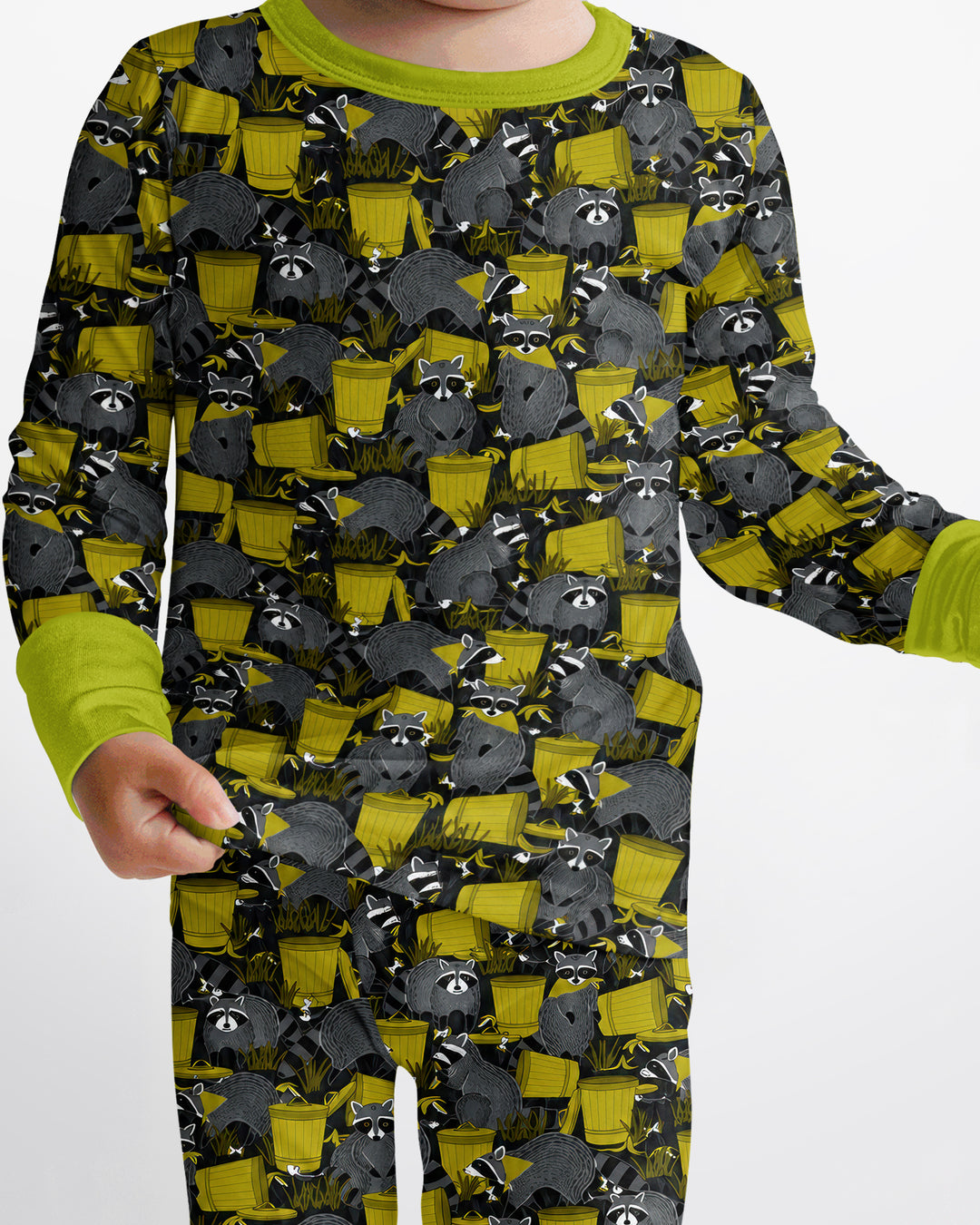 Raccoons With Garbage Cans Bamboo Two Piece Long Sleeve Pajama Set