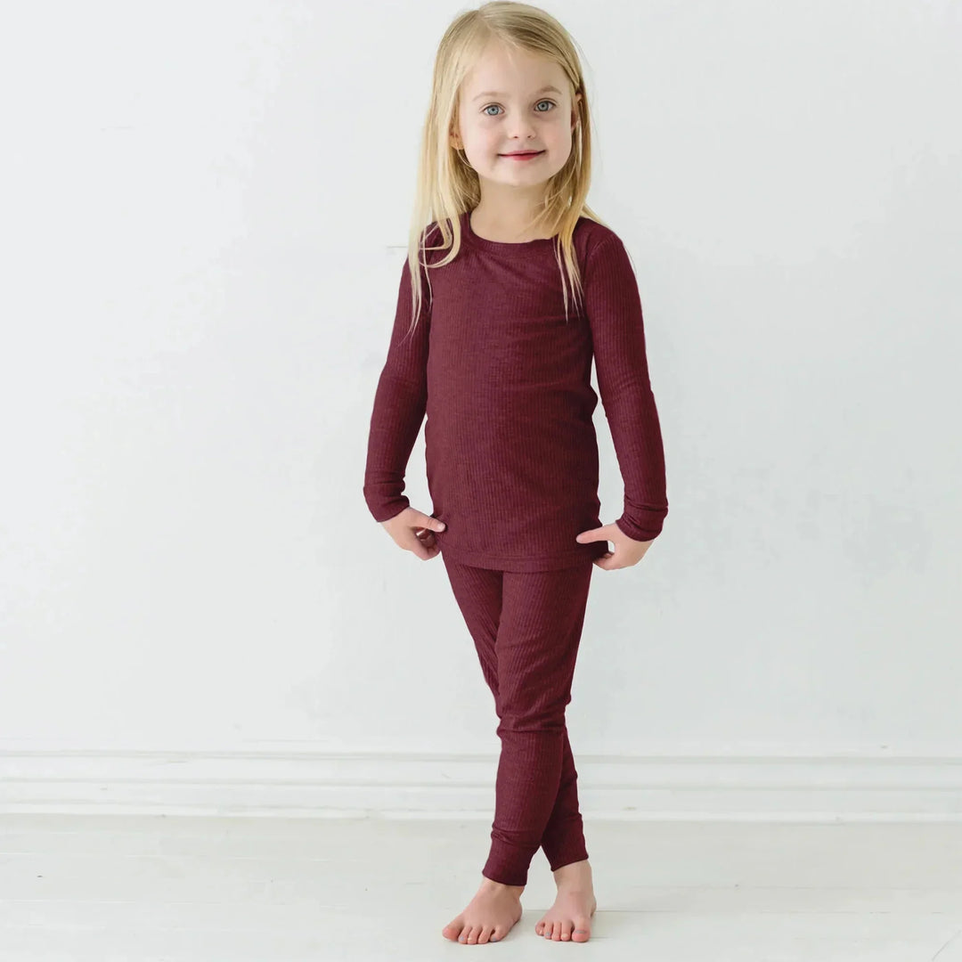 Cherrywood Ribbed Two Piece Long Sleeve Pajama Set , Cherrywood Ribbed Two Piece Long Sleeve Pajama Set - 12-18M