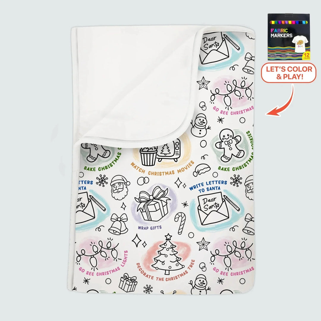 Christmas Activities Colorable Toddler Blanket , Christmas Activities Colorable Toddler Blanket - Default Title