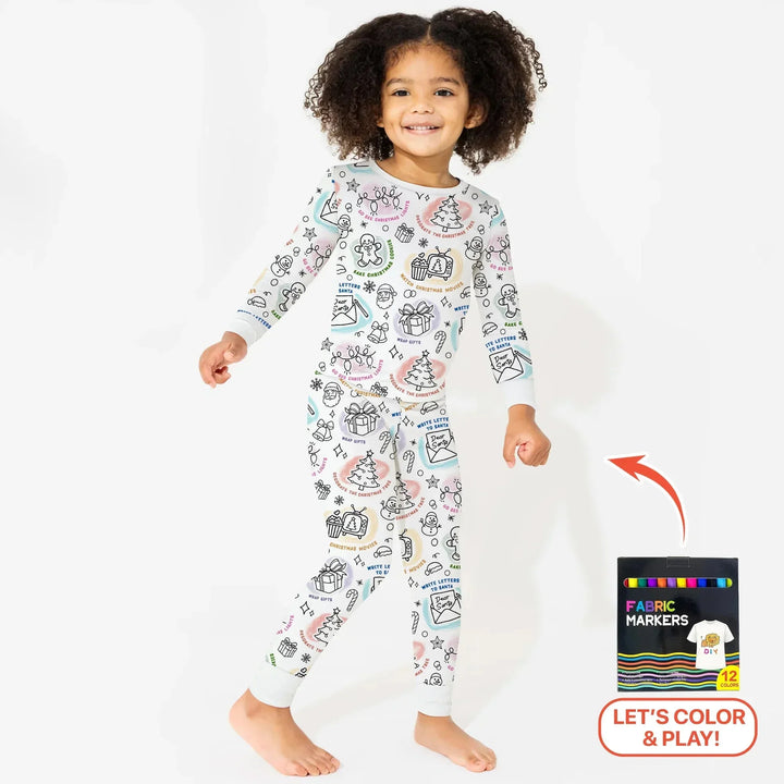 Christmas Activities Colorable Two Piece Long Sleeve Pajama Set , Christmas Activities Colorable Two Piece Long Sleeve Pajama Set - 12-18M