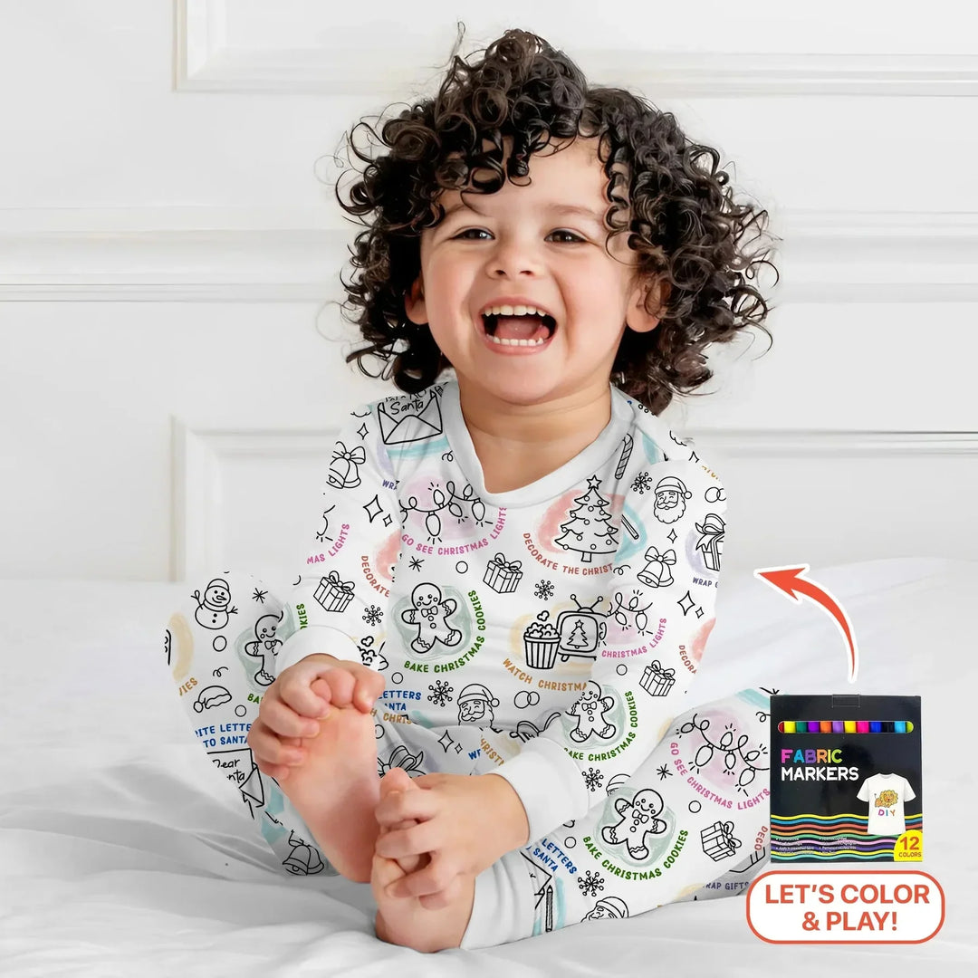 Christmas Colorable Bamboo Two Piece Pyjamas Set