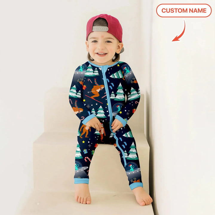 Christmas Bigfoot Custom Name Boy Convertible Zippy , Christmas Bigfoot Custom Name Boy Convertible Zippy - 0-3M