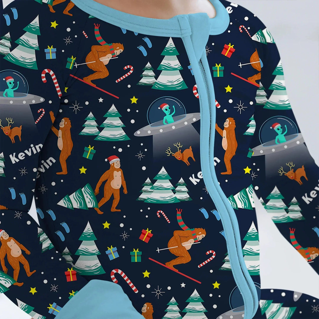 Christmas Bigfoot Custom Name Boy Convertible Zippy , Christmas Bigfoot Custom Name Boy Convertible Zippy - 0-3M