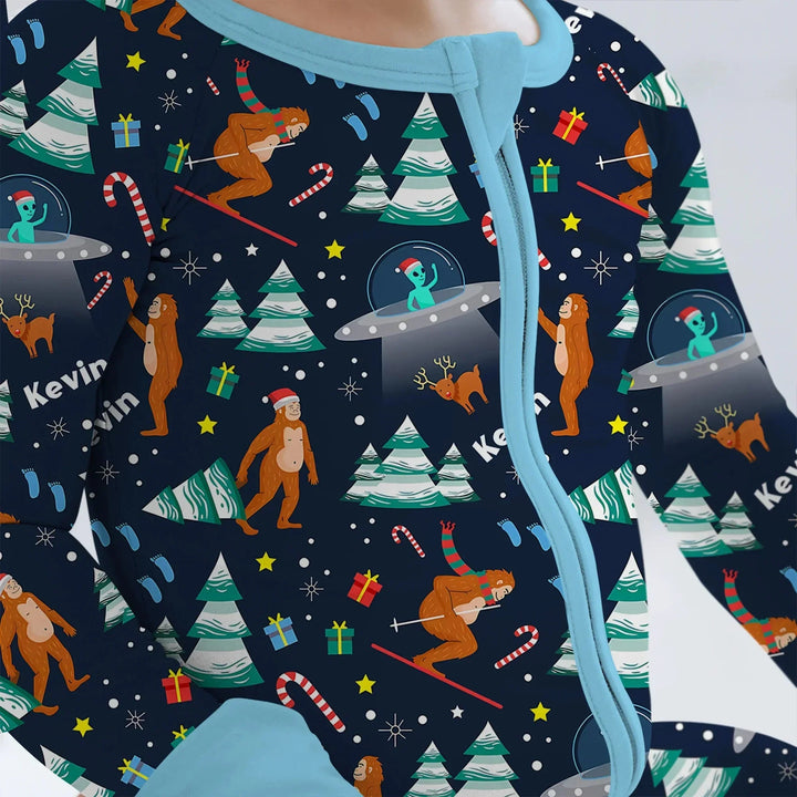 Christmas Bigfoot Custom Name Boy Convertible Zippy , Christmas Bigfoot Custom Name Boy Convertible Zippy - 0-3M