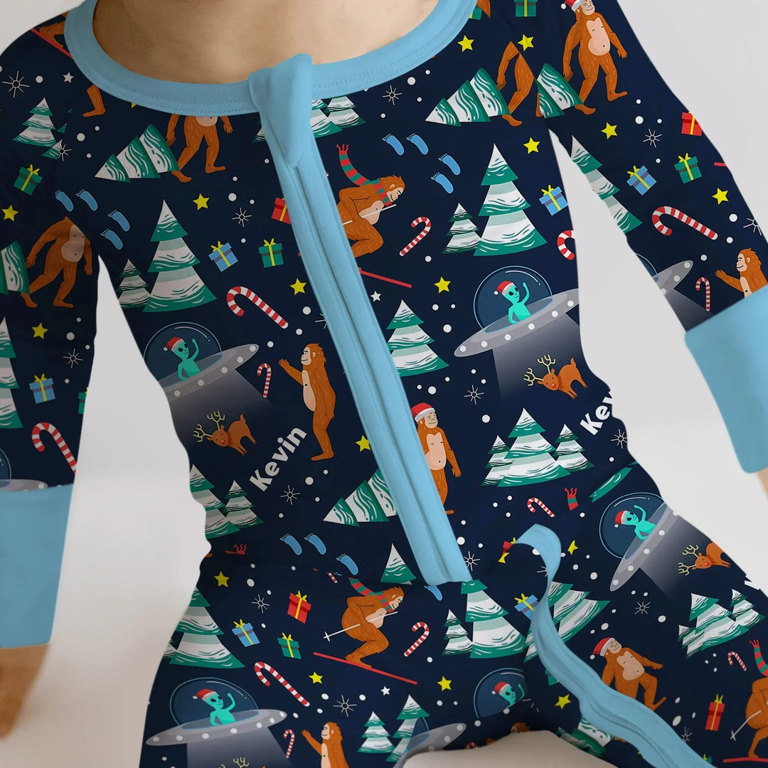 Christmas Bigfoot Custom Name Boy Convertible Zippy , Christmas Bigfoot Custom Name Boy Convertible Zippy - 0-3M