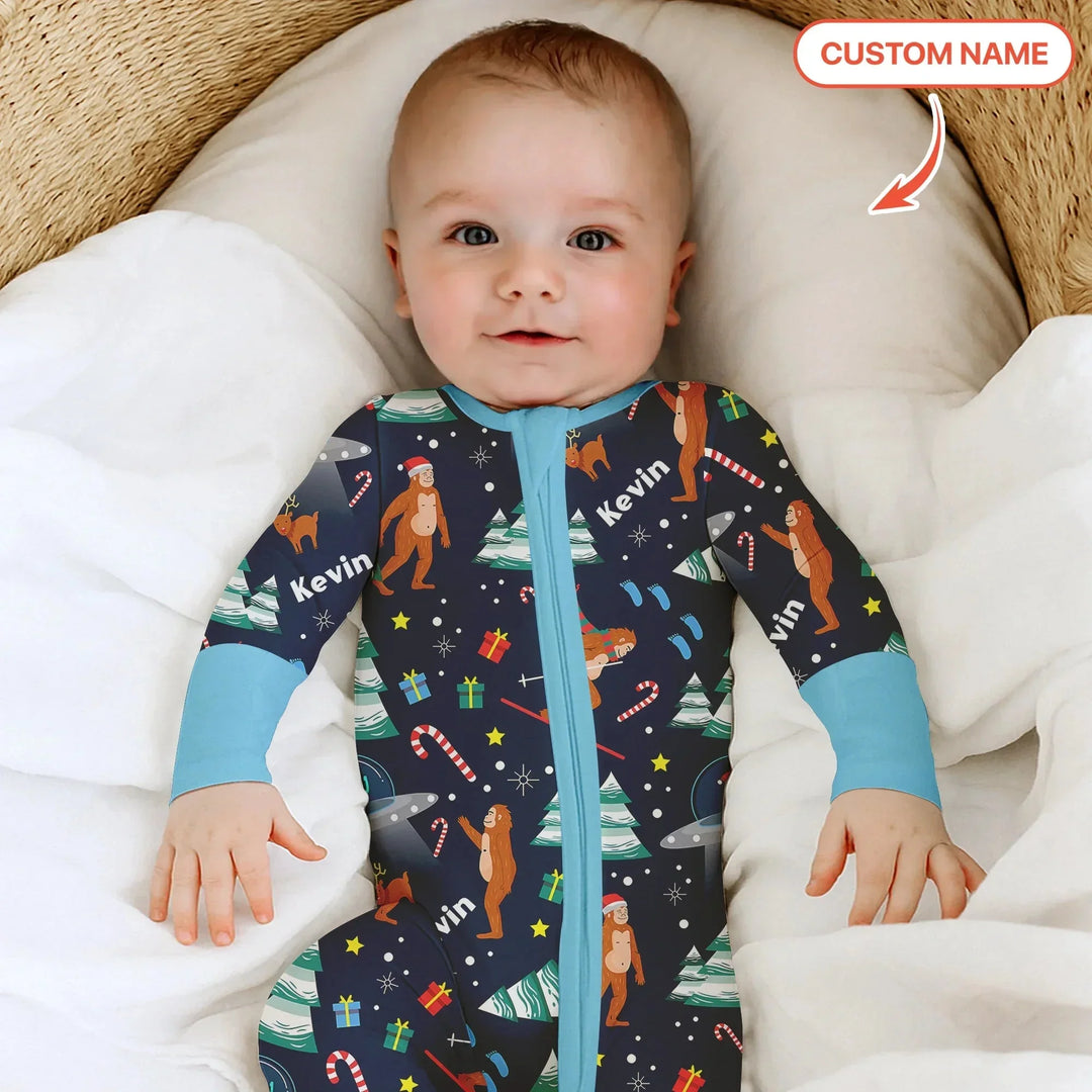 Christmas Bigfoot Custom Name Boy Convertible Zippy , Christmas Bigfoot Custom Name Boy Convertible Zippy - 0-3M