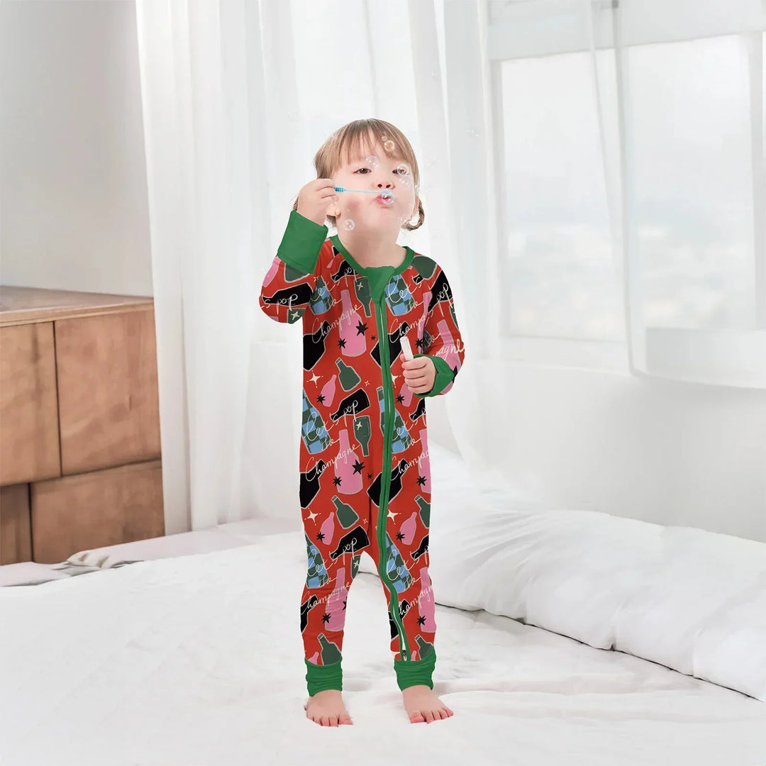 Christmas Cheers Party Convertible Zippered Romper , Christmas Cheers Party Convertible Zippered Romper - Newborn