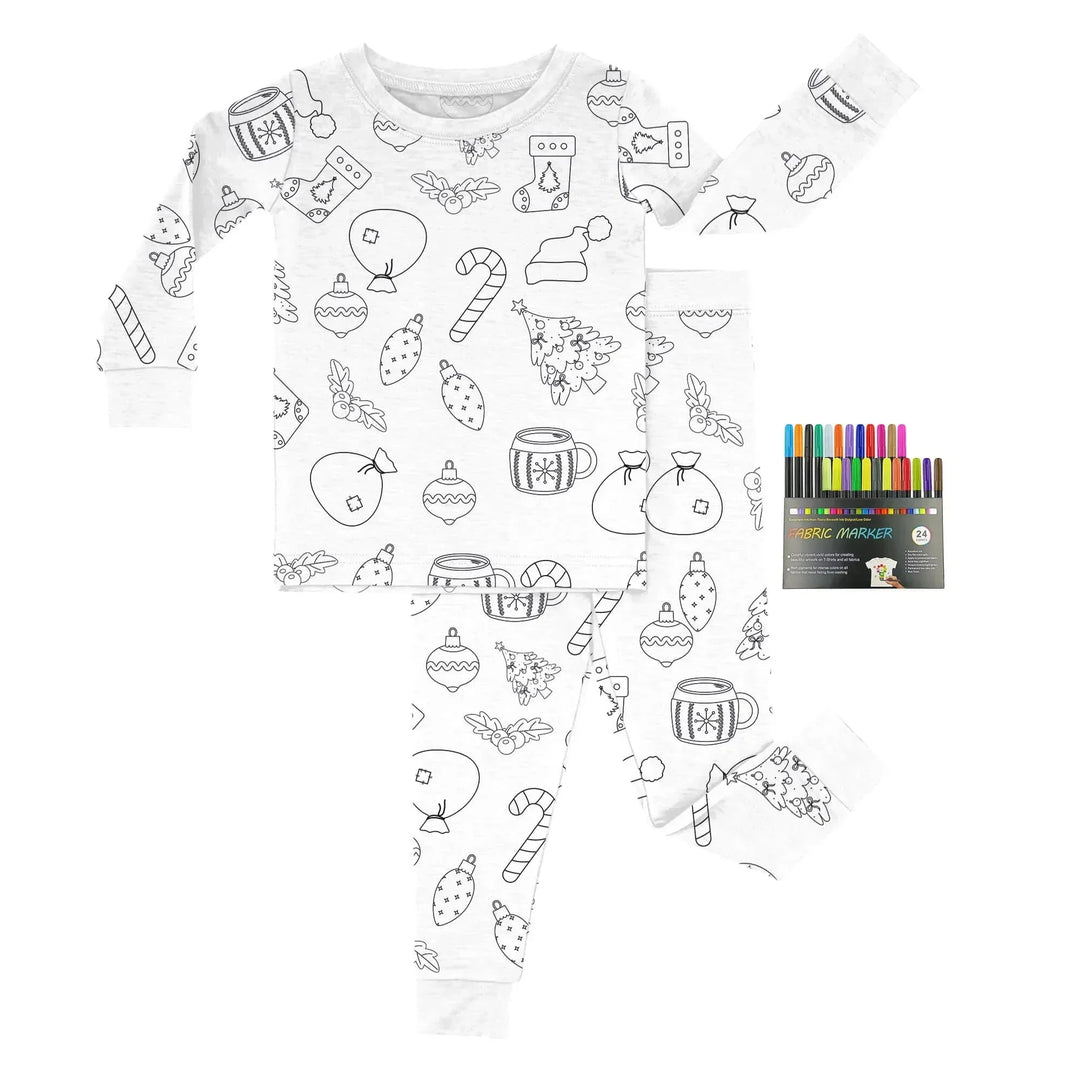 Christmas Colorable Two Piece Pajama Set , Christmas Colorable Two Piece Pajama Set - Christmas Colorable 1 / 3T