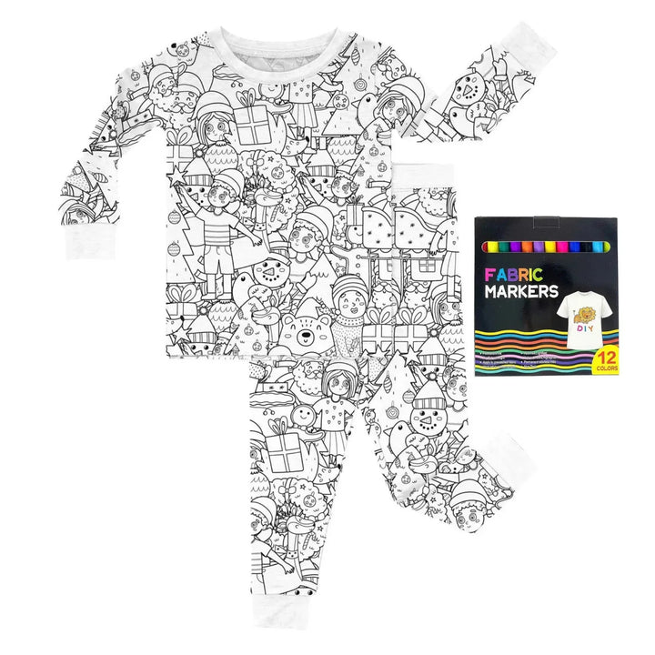 Christmas Colorable Two Piece Pajama Set , Christmas Colorable Two Piece Pajama Set - Christmas Colorable 10 / 3T