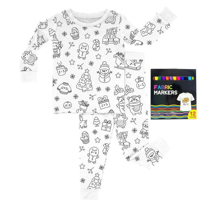 Christmas Colorable Two Piece Pajama Set , Christmas Colorable Two Piece Pajama Set - Christmas Colorable 4 / 3T