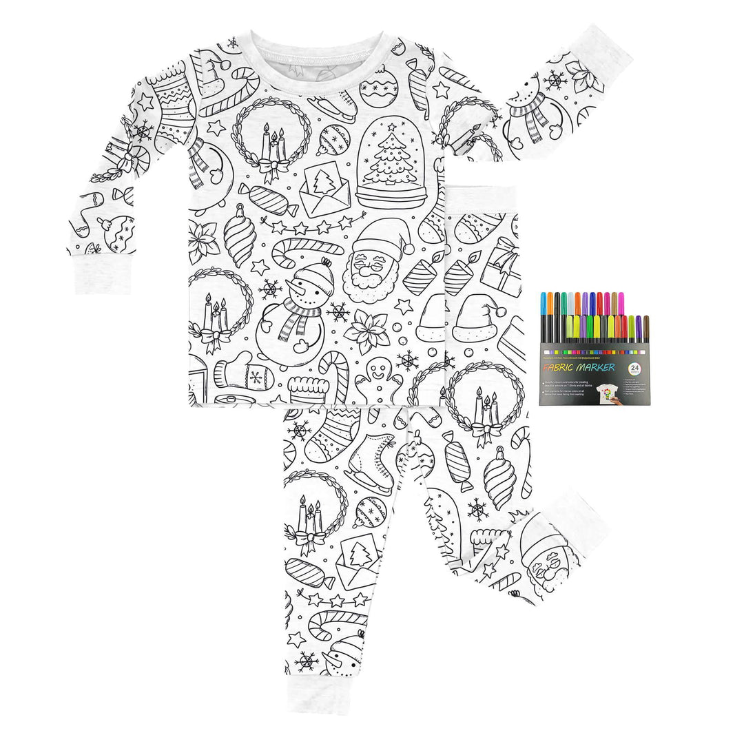 Christmas Colorable Two Piece Pajama Set , Christmas Colorable Two Piece Pajama Set - Christmas Colorable 1 / 3T