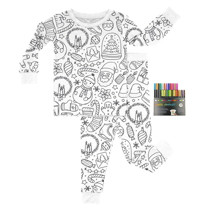 Christmas Colorable Two Piece Pajama Set , Christmas Colorable Two Piece Pajama Set - Christmas Colorable 1 / 3T