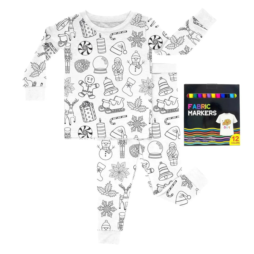Christmas Colorable Two Piece Pajama Set , Christmas Colorable Two Piece Pajama Set - Christmas Colorable 8 / 3T