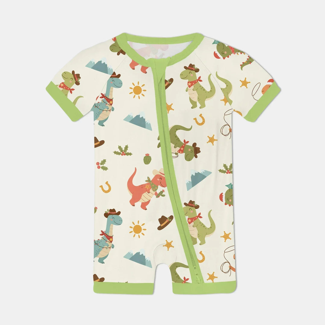 Christmas Cowboy Dinosaur Shorty Zippy , Christmas Cowboy Dinosaur Shorty Zippy - 0-3M