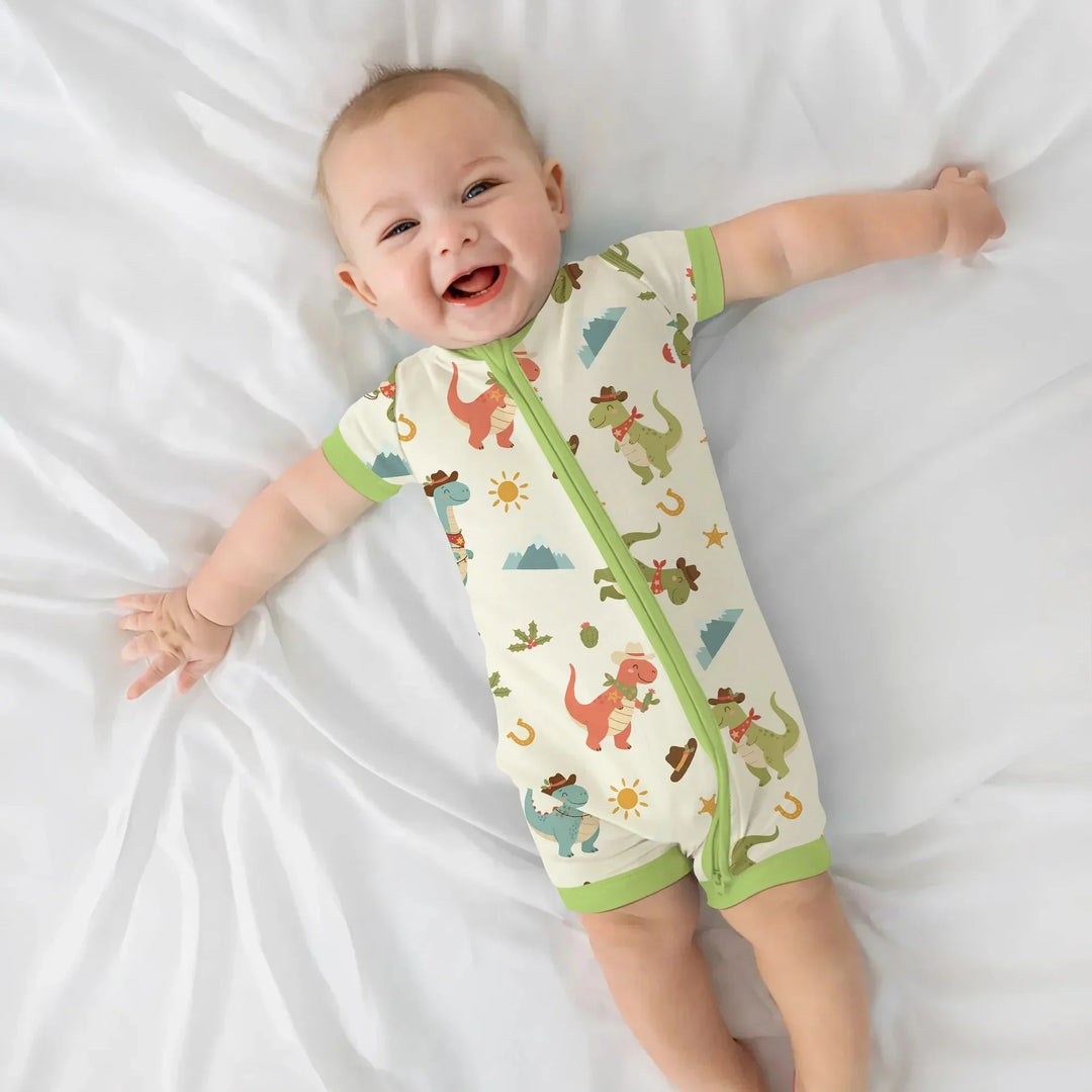 Christmas Cowboy Dinosaur Shorty Zippy , Christmas Cowboy Dinosaur Shorty Zippy - 0-3M
