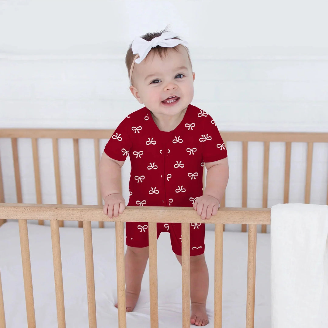 Christmas Cute Bows Shorty Zippy , Christmas Cute Bows Shorty Zippy - 0-3M