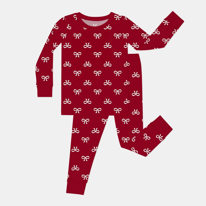 Christmas Cute Bows Two Piece Long Sleeve Pajama Set , Christmas Cute Bows Two Piece Long Sleeve Pajama Set - 12-18M