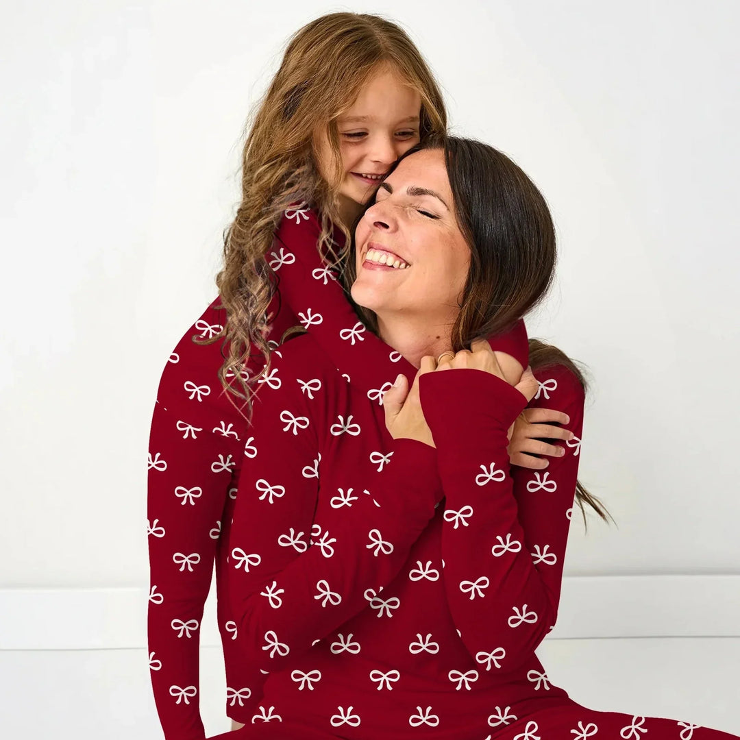 Christmas Cute Bows Two Piece Short Sleeve Pajama Set , Christmas Cute Bows Two Piece Short Sleeve Pajama Set - 12-18M