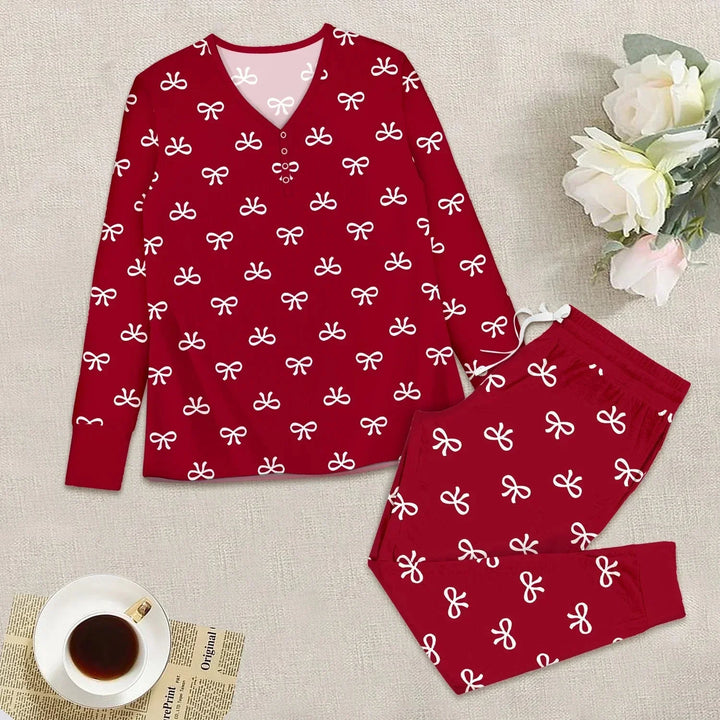 Christmas Cute Bows Women Pajama Set , Christmas Cute Bows Women Pajama Set - Only Shirt / S