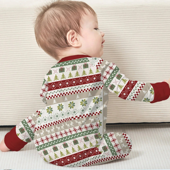Christmas Fair Isle Red and Green Convertible Zippy , Christmas Fair Isle Red and Green Convertible Zippy - 0-3M