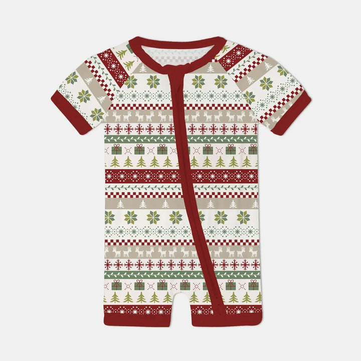 Christmas Fair Isle Red and Green Shorty Zippy , Christmas Fair Isle Red and Green Shorty Zippy - 0-3M