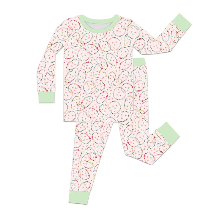 Christmas Friendship Bracelet Two Piece Long Sleeve Pajama Set , Christmas Friendship Bracelet Two Piece Long Sleeve Pajama Set - 12-18M