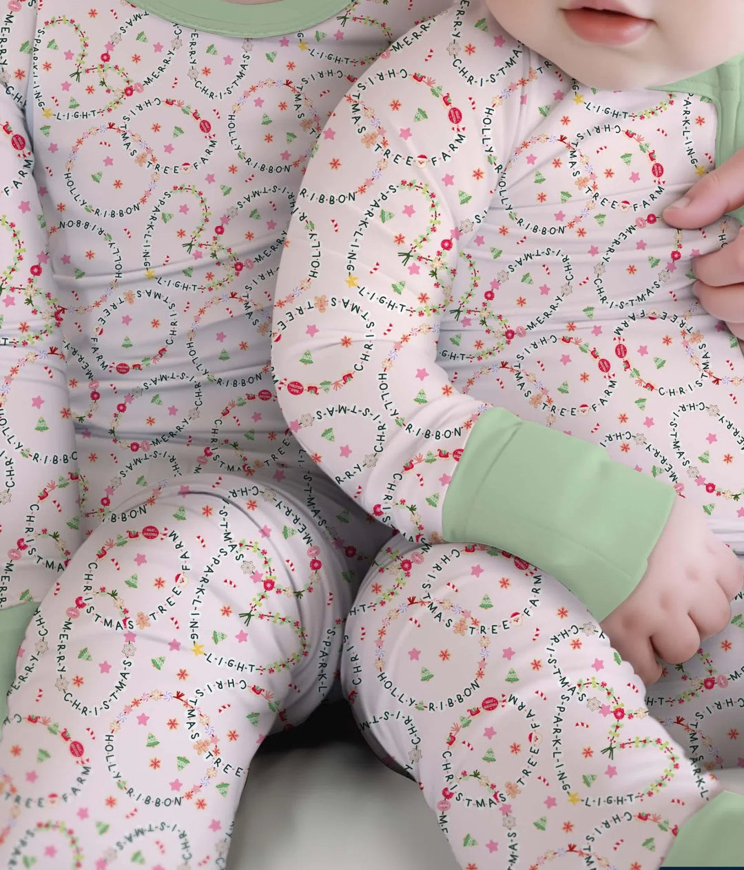 Christmas Friendship Bracelet Two Piece Long Sleeve Pajama Set , Christmas Friendship Bracelet Two Piece Long Sleeve Pajama Set - 12-18M