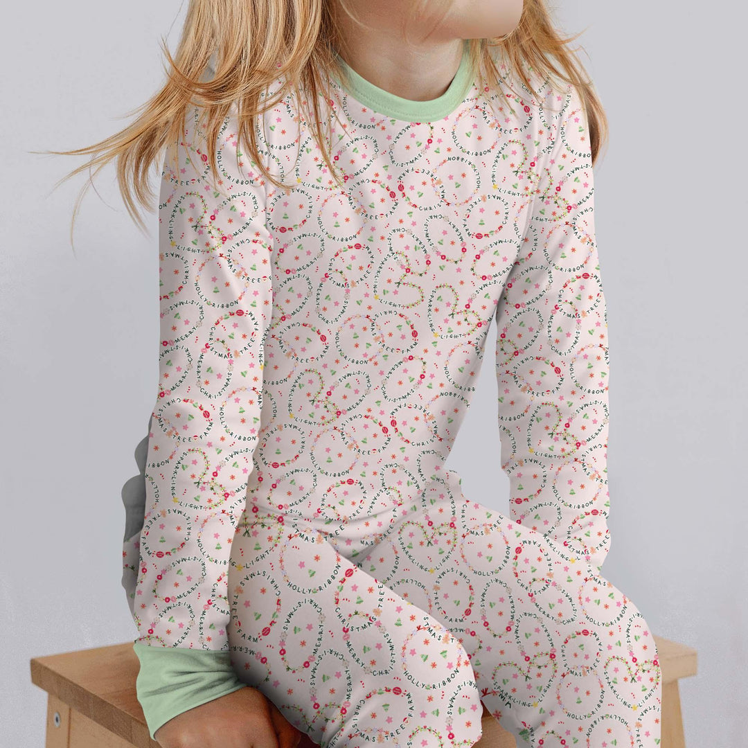 Christmas Friendship Bracelet Two Piece Long Sleeve Pajama Set , Christmas Friendship Bracelet Two Piece Long Sleeve Pajama Set - 12-18M