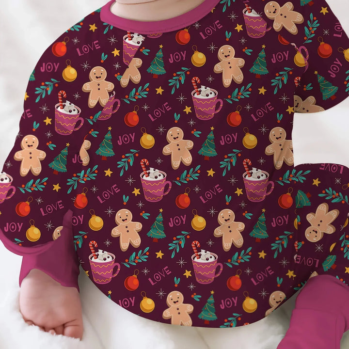 Christmas Ginger Bread Convertible Zippered Romper , Christmas Ginger Bread Convertible Zippered Romper - Newborn