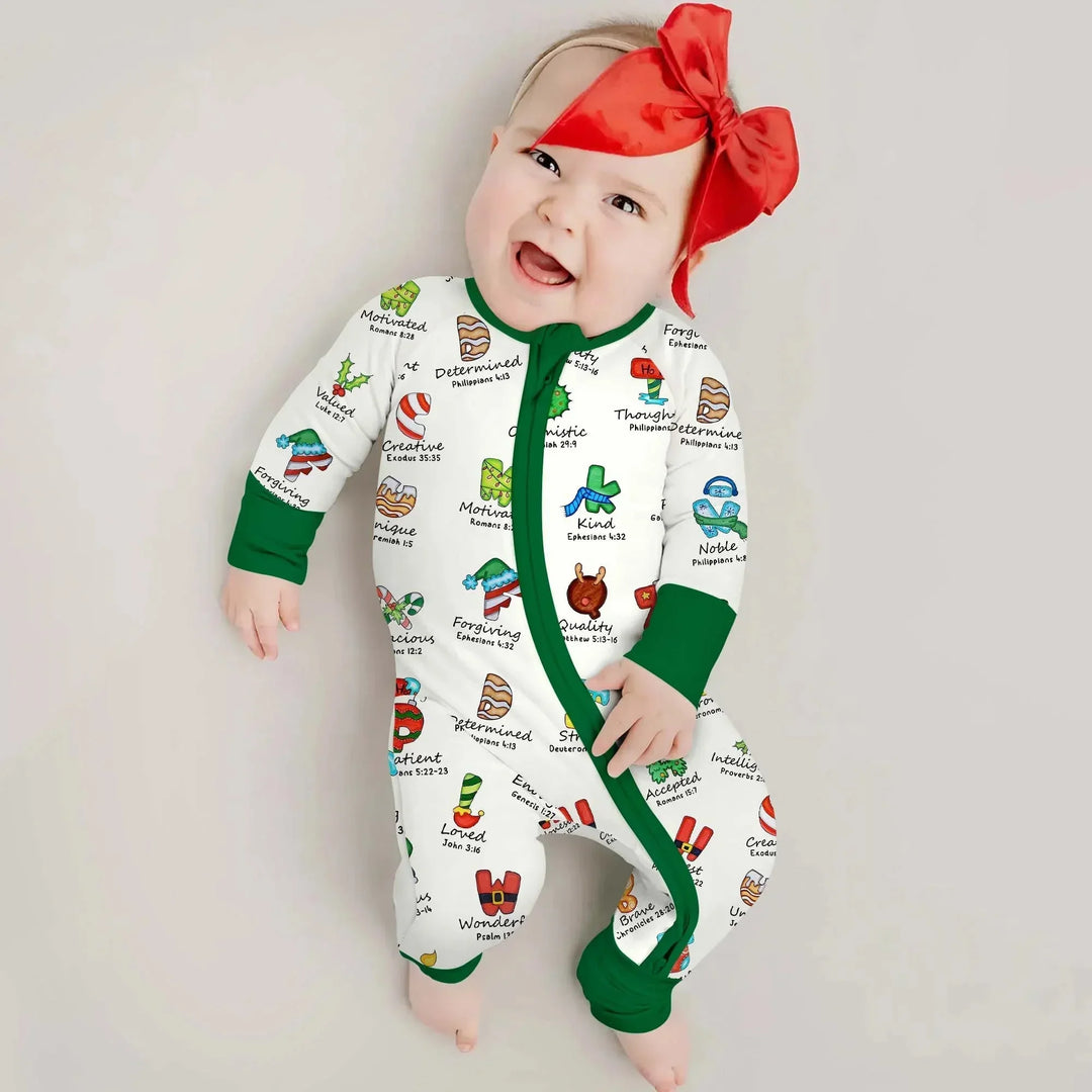 Christmas God Say I Am Alphabet Convertible Zippy , Christmas God Say I Am Alphabet Convertible Zippy - 0-3M / Green / Girl