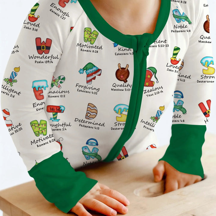 Christmas God Say I Am Alphabet Convertible Zippy , Christmas God Say I Am Alphabet Convertible Zippy - 0-3M / Red / Girl