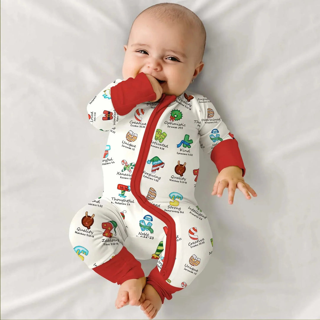 Christmas God Say I Am Alphabet Convertible Zippy , Christmas God Say I Am Alphabet Convertible Zippy - 0-3M / Red / Boy