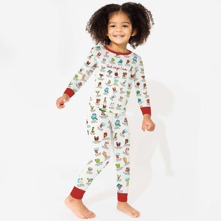 Christmas God Say I Am Alphabet Long Sleeve Pajama Set , Christmas God Say I Am Alphabet Long Sleeve Pajama Set - 12-18M / Red / Girl