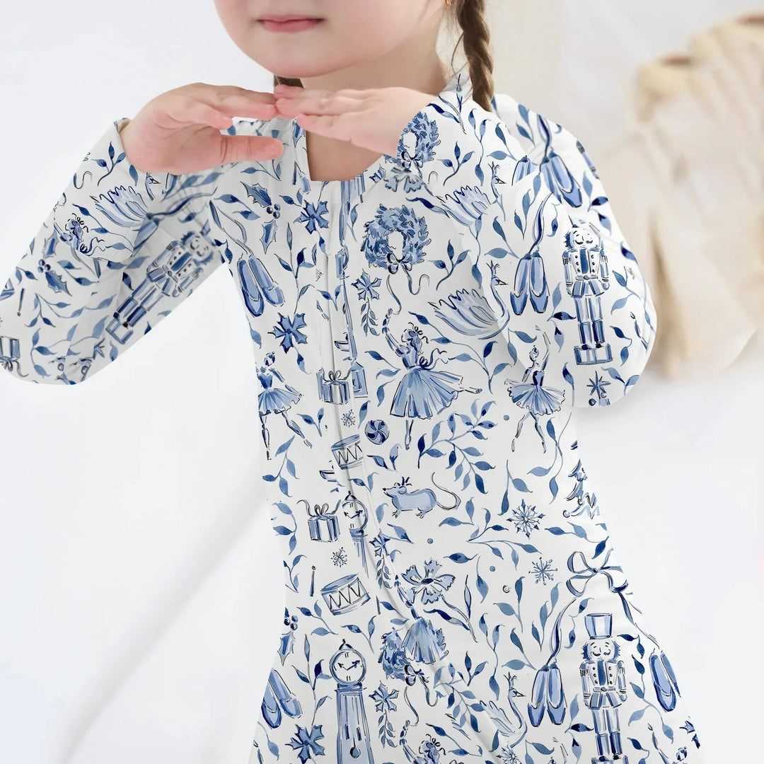 Christmas Nutcracker Toile Convertible Zippy , Christmas Nutcracker Toile Convertible Zippy - 0-3M / Blue