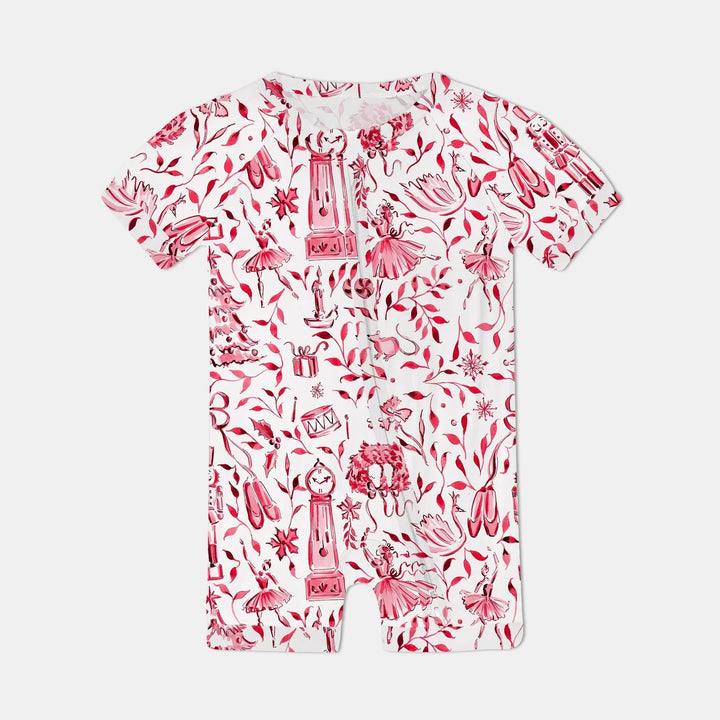 Christmas Nutcracker Toile Shorty Zippy , Christmas Nutcracker Toile Shorty Zippy - 0-3M / Red
