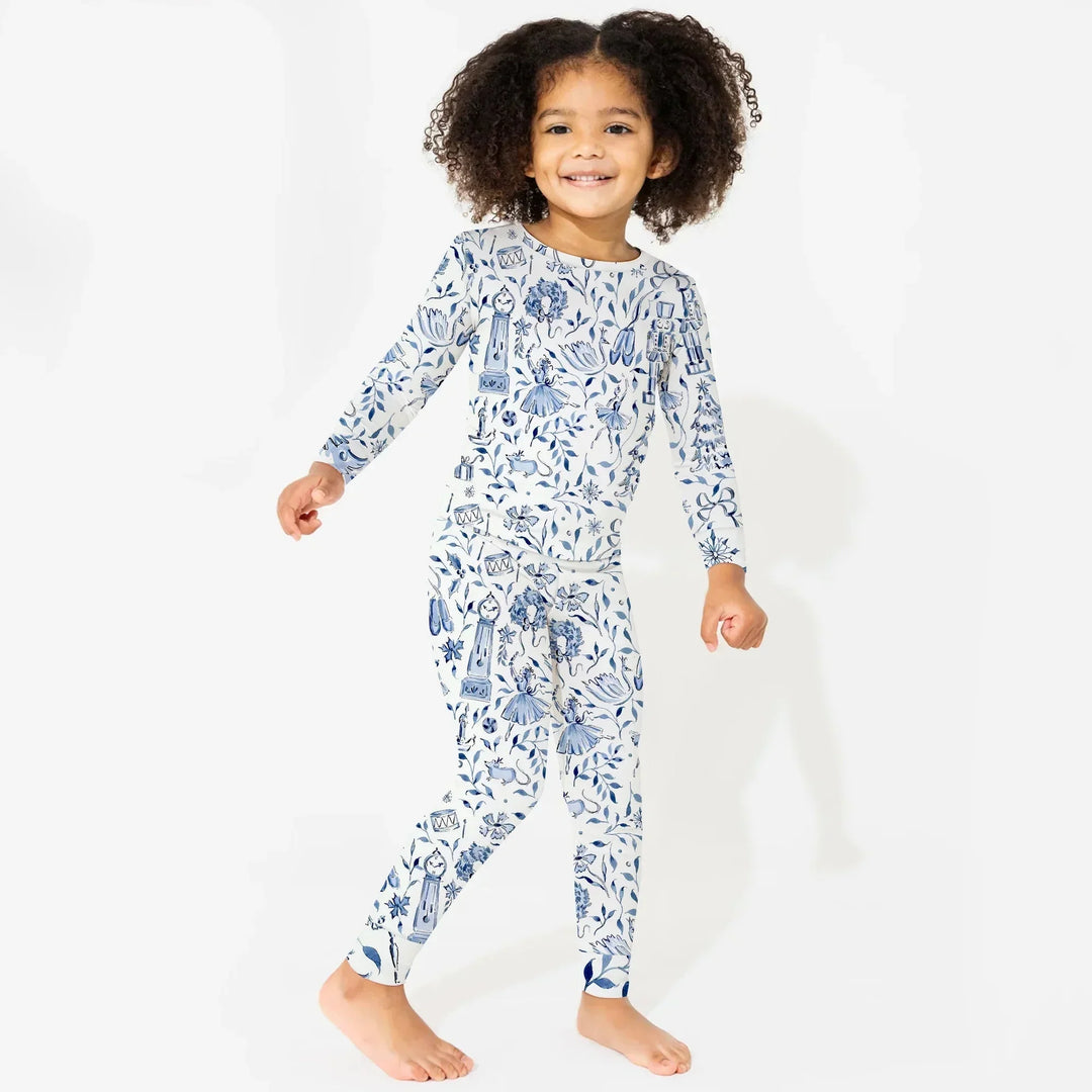 Christmas Nutcracker Toile Two Piece Long Sleeve Pajama Set , Christmas Nutcracker Toile Two Piece Long Sleeve Pajama Set - 12-18M / Blue